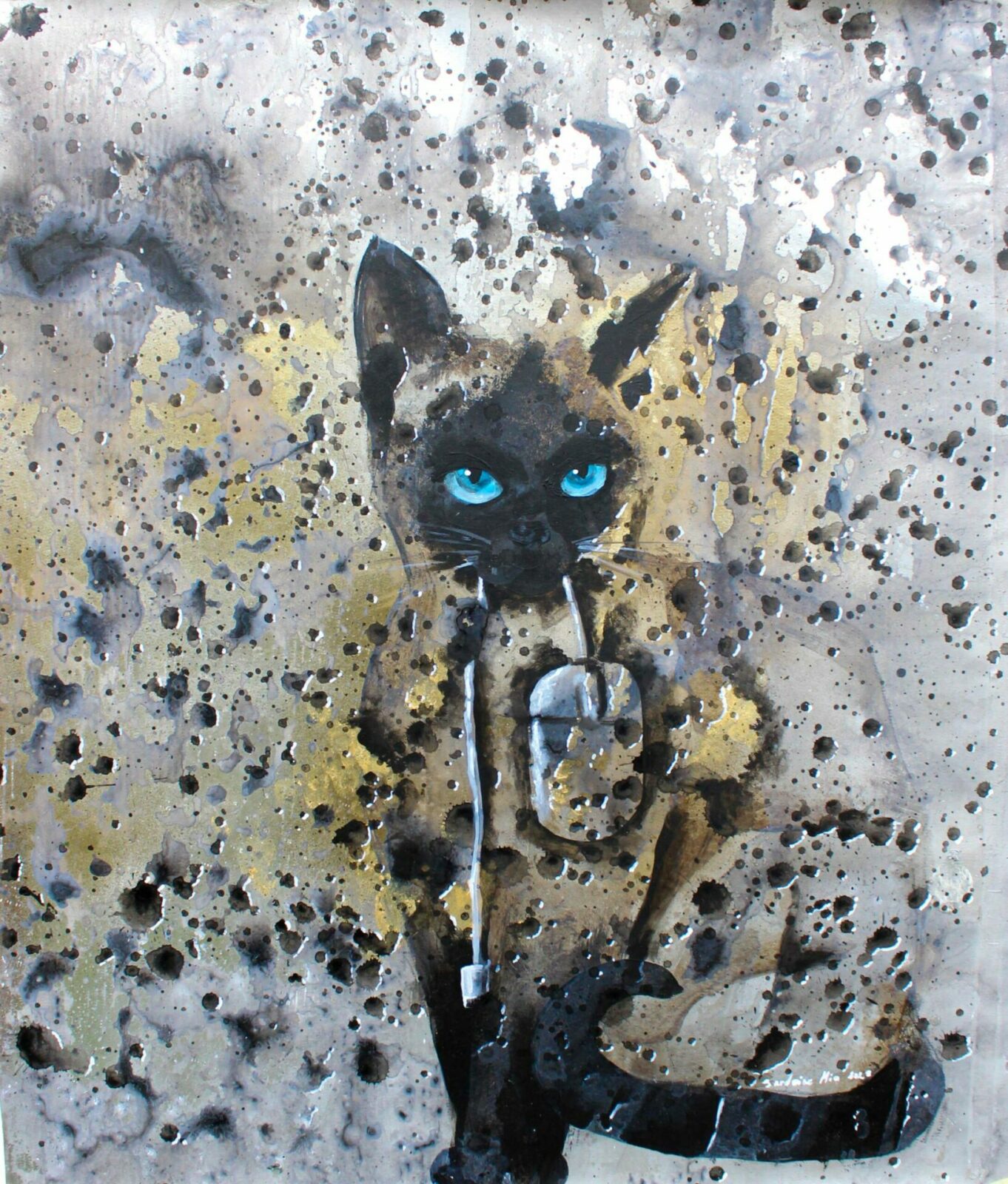 chat et souris peinture de Sardoine Mia