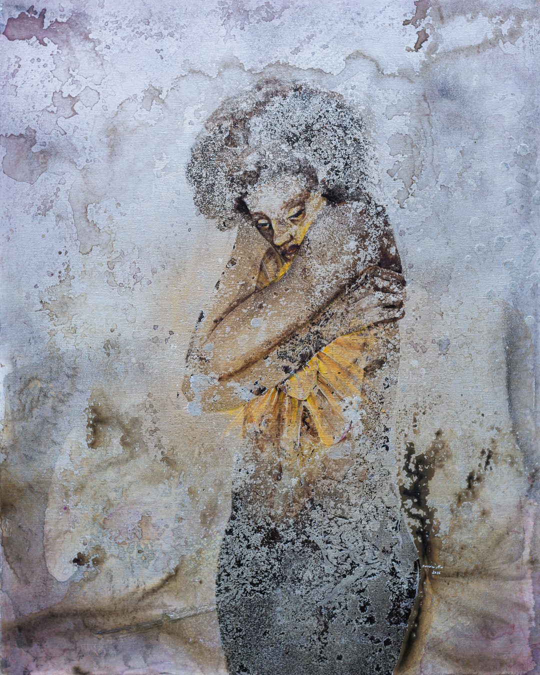 A FLEUR DE PEAU / 2025 / 100 cm × 80 cm / Acryliques et pastels secs sur toile