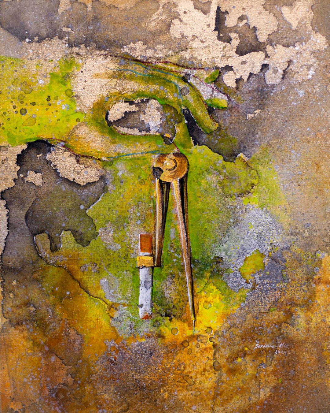 COMME PASSION / 2024 / 40 cm × 33 cm / Acryliques et pastels secs sur toile