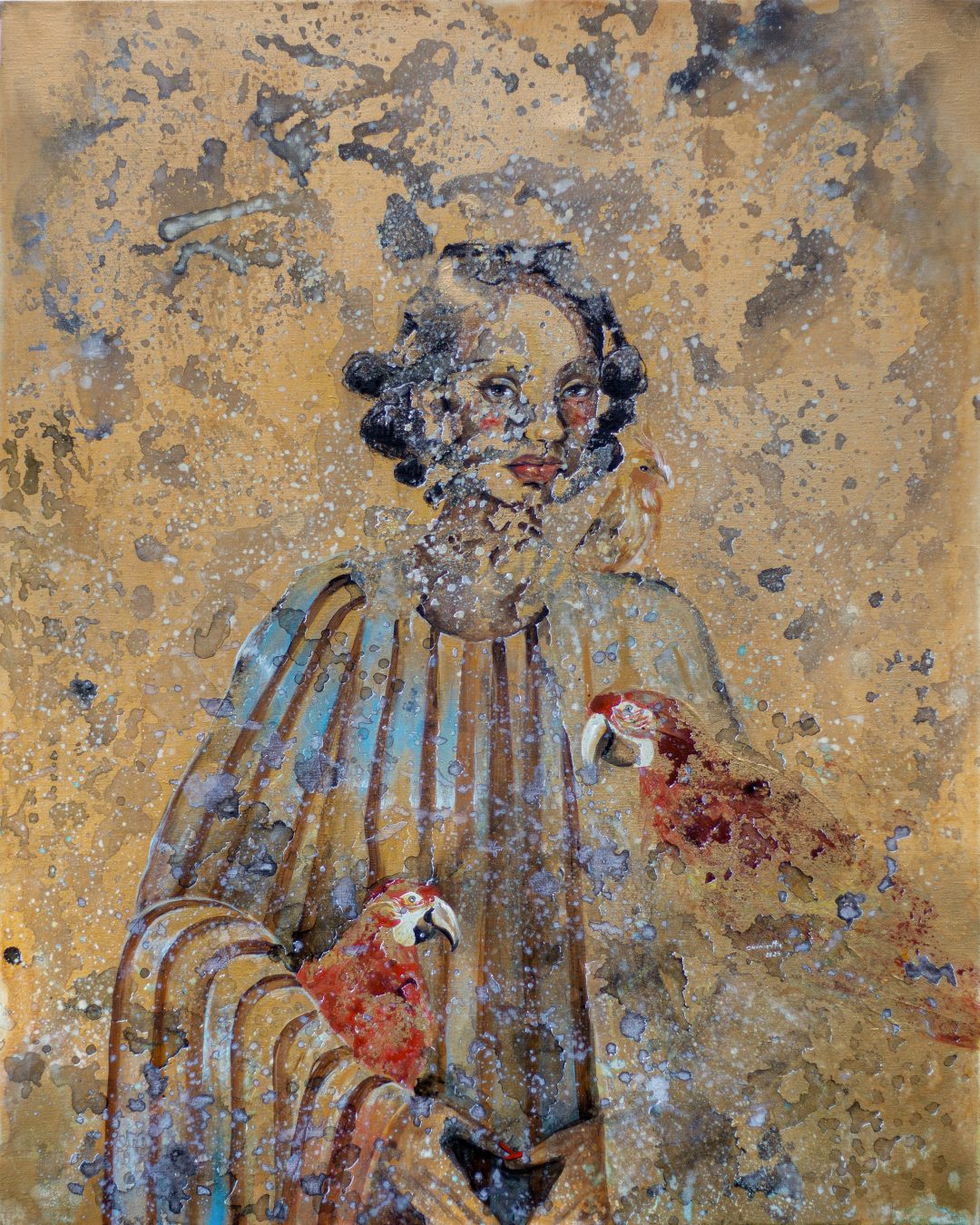 HERITIERE DU MONDE / 2025 / 100 cm × 80 cm / Acryliques et pastels secs sur toile