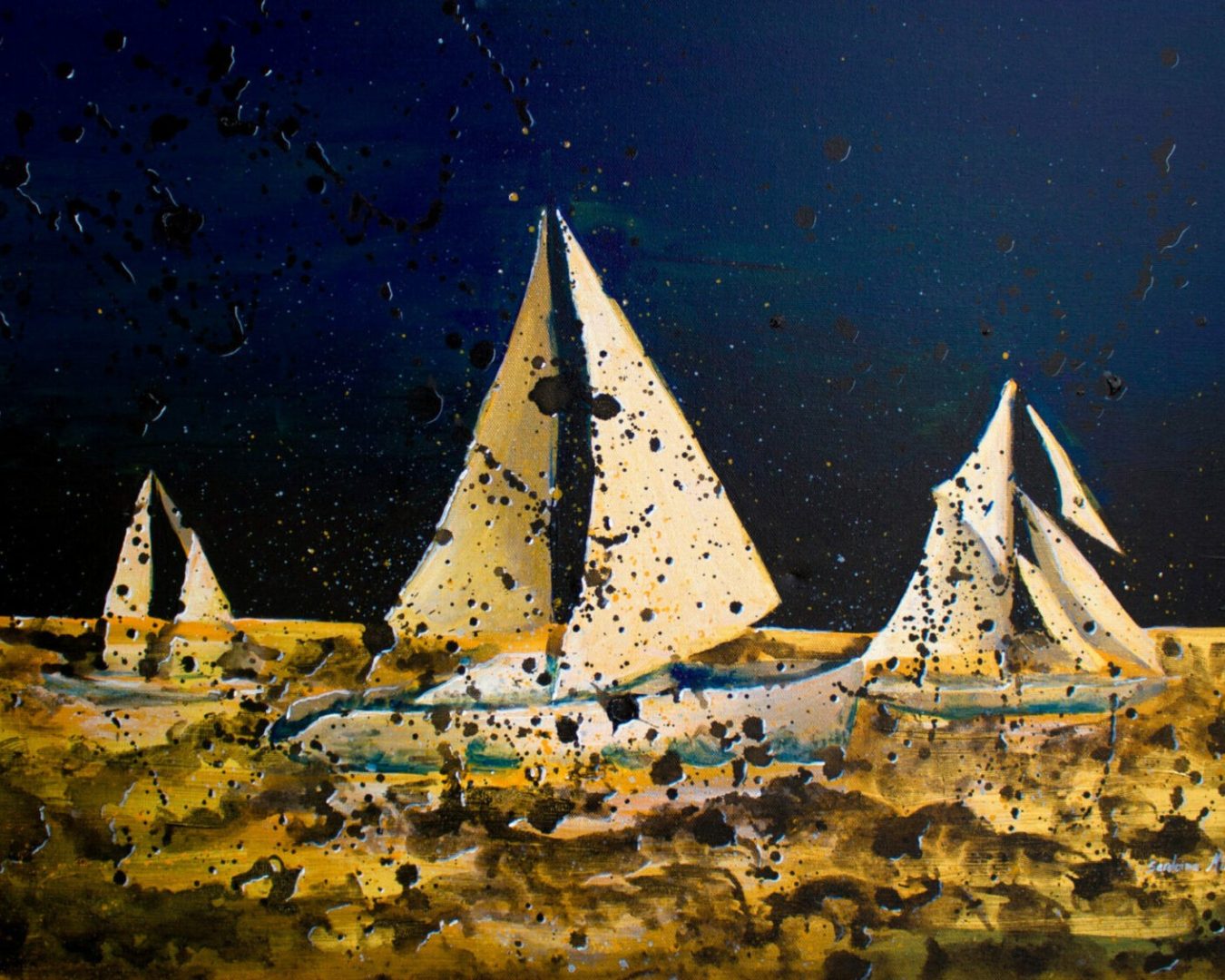 GOLDEN SEA / 2022 / 70 cm × 50 cm / Acryliques sur toile