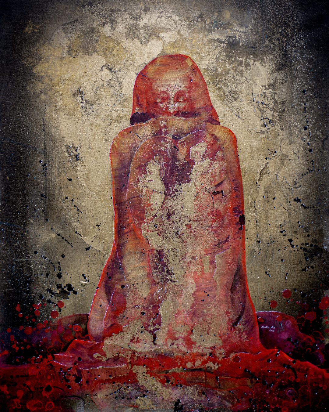 L'ECHO POURPRE / 2025 / 100 cm × 80 cm / Acryliques et pastels secs sur toile