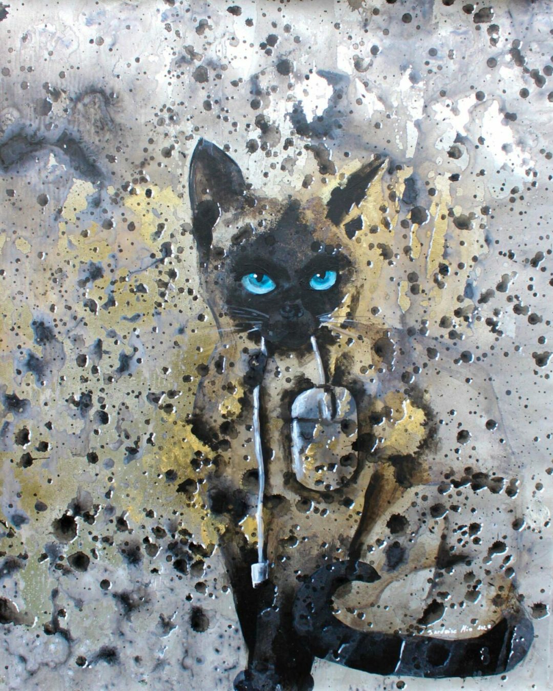 chat et souris peinture de Sardoine Mia