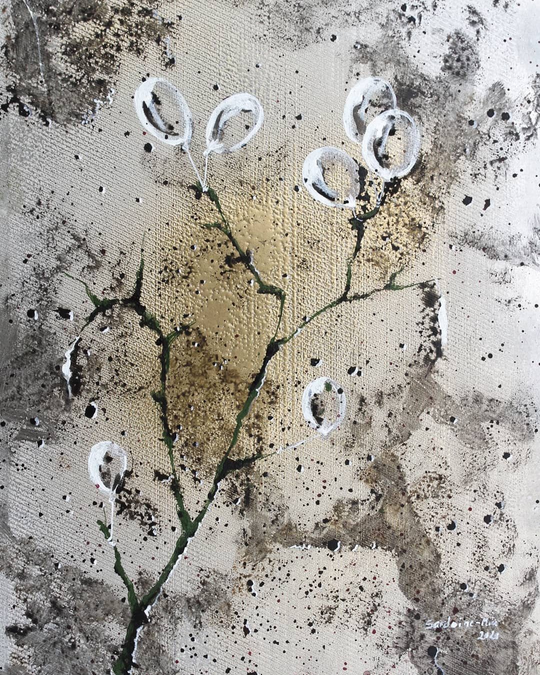 ODE A LA VIE / 2021 / 21 cm X 27 cm / Acryliques et bombes aérosols sur papier